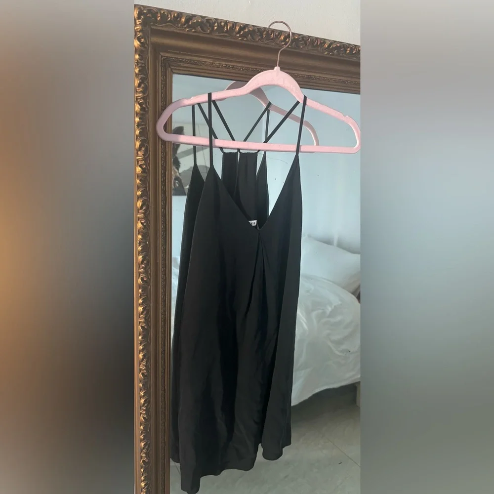 Alice + Olivia Vintage Silk Black Mini Dress: - Picture 4 of 6